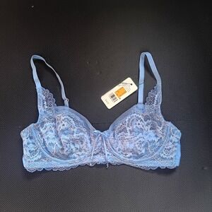 Skarlett Blue Balconette Bra Womens 34A Blue NWT Minx Lace Underwire 1733100